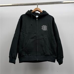Eric Emanuel Black Zip-Up Hoodie with White Logo